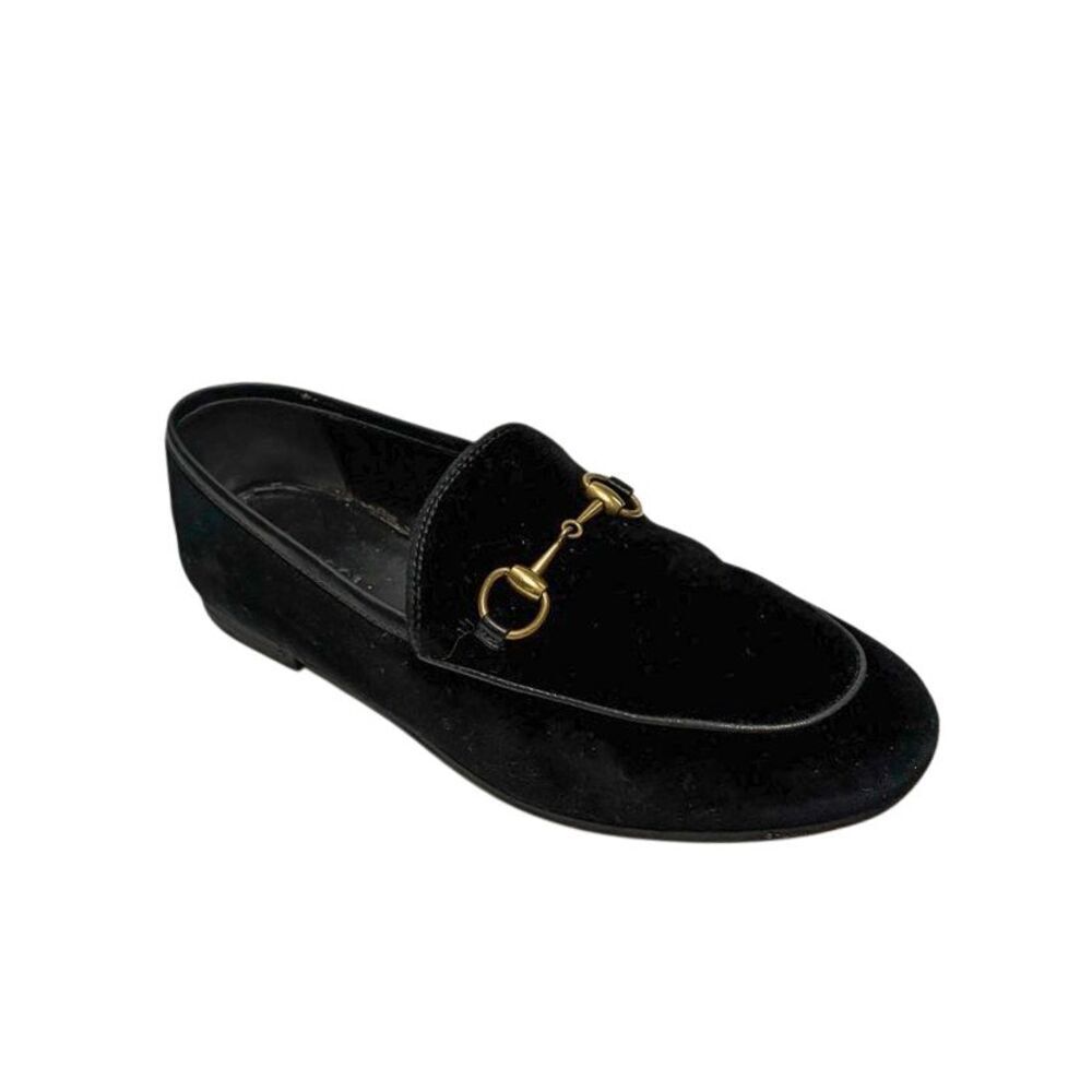 Gucci Brixton Horsebit Loafers Women's EU 36 US 6 Black Velvet Slip On Flats
